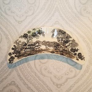 Vintage Royal Staffordshire "Tonquin" Black Cream Crescent Shaped Plate England